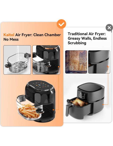 Freidora de aire Kaitol KAF002 de 6.5L con vidrio visible 8 en 1