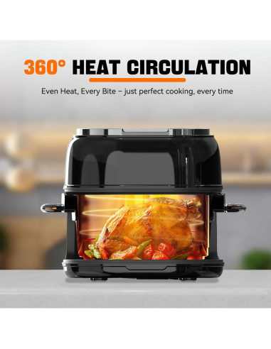 Freidora de aire Kaitol KAF002 de 6.5L con vidrio visible 8 en 1