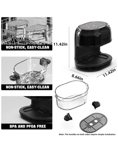 Freidora de aire Kaitol KAF002 de 6.5L con vidrio visible 8 en 1