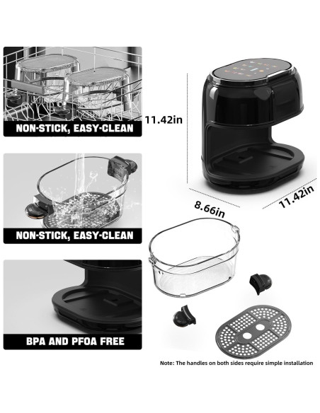 Freidora de aire Kaitol KAF002 de 6.5L con vidrio visible 8 en 1