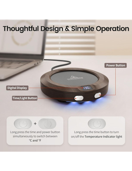 Calentador de Tazas Coanto CW001 con 3 Temperaturas y Apagado Automático