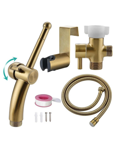 Rociador de Bidet Manual Barrock Dorado Cepillado con Manguera