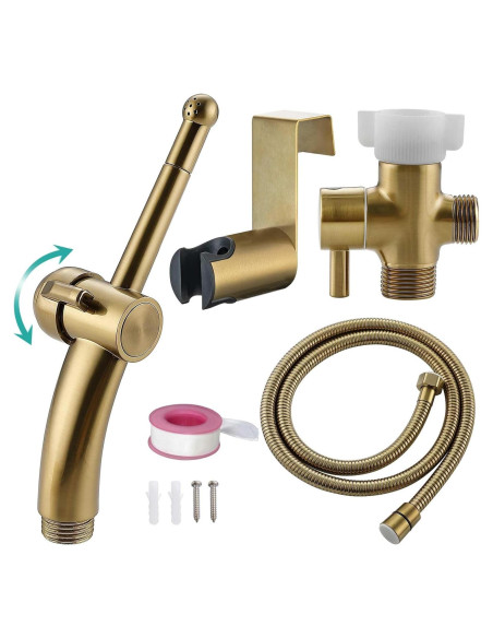 Rociador de Bidet Manual Barrock Dorado Cepillado con Manguera
