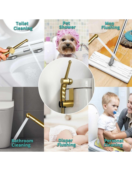 Rociador de Bidet Manual Barrock Dorado Cepillado con Manguera