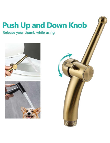Rociador de Bidet Manual Barrock Dorado Cepillado con Manguera