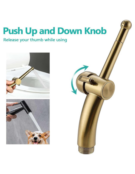 Rociador de Bidet Manual Barrock Dorado Cepillado con Manguera