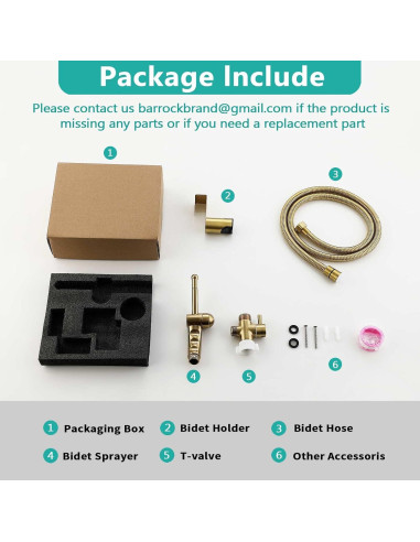 Rociador de Bidet Manual Barrock Dorado Cepillado con Manguera