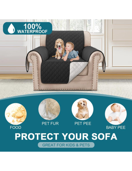 Funda de Sofá Impermeable Turquoize para Silla 58.42 cm Negra