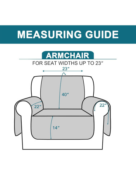 Funda de Sofá Impermeable Turquoize para Silla 58.42 cm Negra