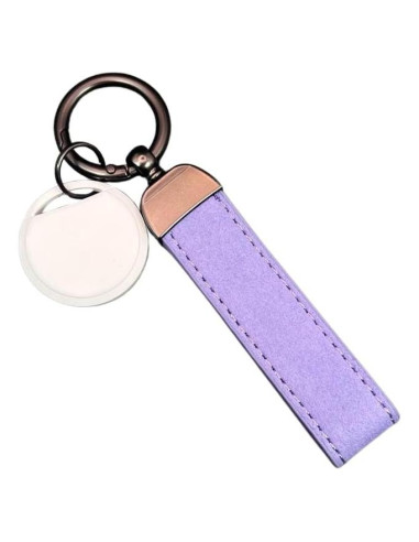 Dispositivo de Seguimiento GPS con Llavero de Cuero - Blanco y Morado