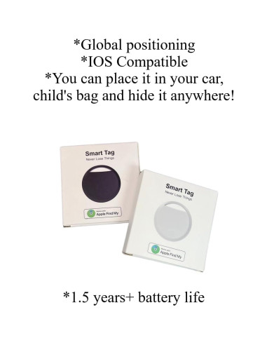 Dispositivo de Seguimiento GPS con Llavero de Cuero - Blanco y Morado