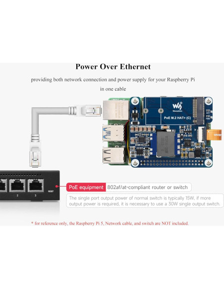 Adaptador PCIe a M.2 PoE Wonrabai para Raspberry Pi 5