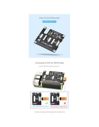 Adaptador PCIe Coolwell para Raspberry Pi 5 - 2-CH FFC