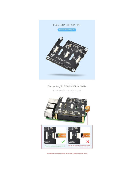 Adaptador PCIe Coolwell para Raspberry Pi 5 - 2-CH FFC