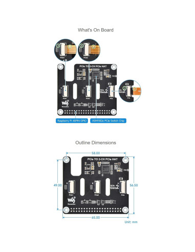 Adaptador PCIe Coolwell para Raspberry Pi 5 - 2-CH FFC