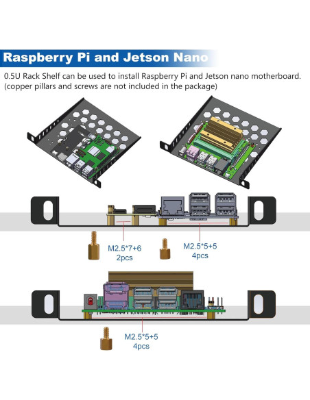 Estante de Rack Ventilado GeeekPi 0.5U para DeskPi RackMate TT Estante de Rack Ventilado GeeekPi 0.5U para DeskPi RackMate TT