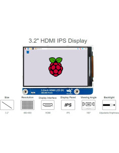Pantalla LCD IPS 3.2" Waveshare 480x800 para Raspberry Pi y PC 2