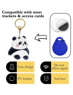 Funda de llavero de cuero PU Letoileite para AirTag Panda 2