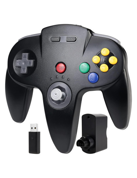 Controlador Inalámbrico N64 iNNEXT 2.4GHz USB Recargable Negro