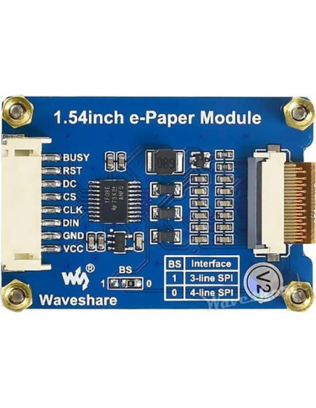 Pantalla E-Ink Waveshare 1.54" 200x200 SPI para Raspberry Pi Pantalla E-Ink Waveshare 1.54" 200x200 SPI para Raspberry Pi