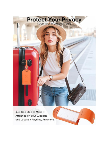 Etiqueta de Equipaje con Rastreador LifeChé Naranja de Cuero