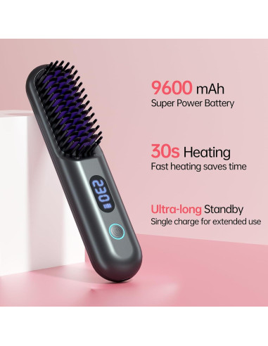 Cepillo Alisador Inalámbrico Hahahope 9600mAh 9 Temperaturas