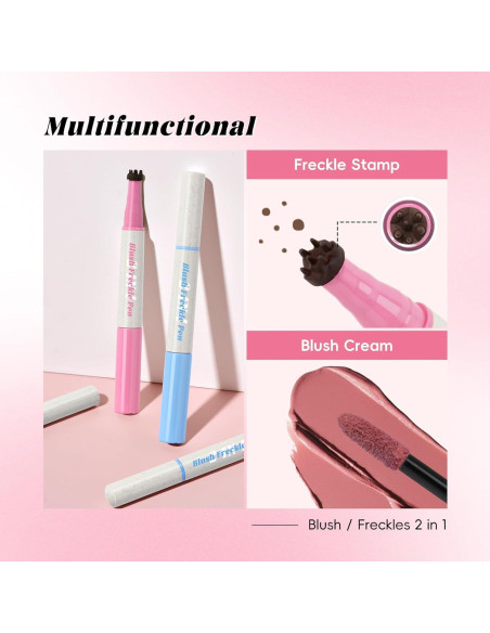 Bolígrafo de Pecas 2 en 1 CHANRAN Marrón Oscuro y Rubor Coral Bolígrafo de Pecas 2 en 1 CHANRAN Marrón Oscuro y Rubor Coral