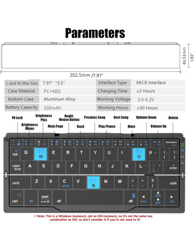 Teclado Plegable Bluetooth SIKAI CASE Plata 60 Teclas