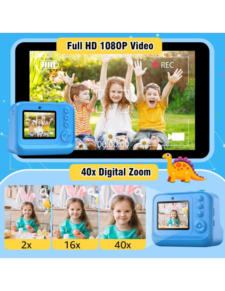 Cámara Instantánea para Niños Z12 1080P HD con Impresora