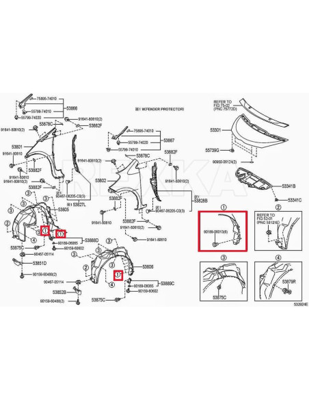 40 Tornillos Retenedores Guardabarros Toyota Lexus 90189-06013