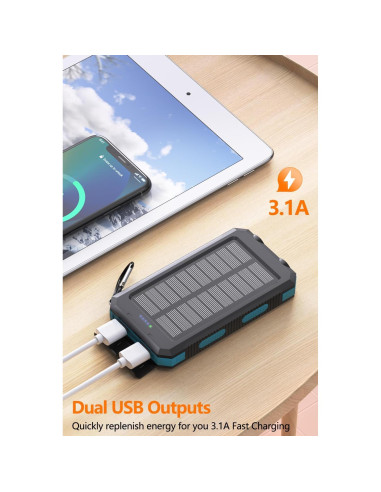 Cargador Solar Portátil Paey 36800mAh USB-C Carga Rápida