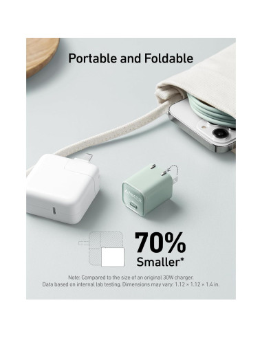 Cargador Anker Nano 30W USB-C Plegable para iPhone 16 Violeta