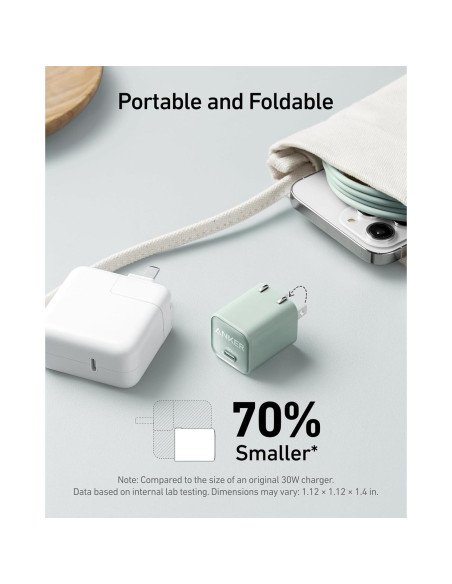 Cargador Anker Nano 30W USB-C Plegable para iPhone 16 Violeta