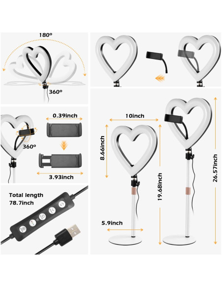 Anillo de Luz LED 10" NANBEITONG RGB con Soporte para Teléfono