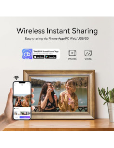 Marco de Fotos Digital WiFi BWJBSW 10.1" Madera HD 1280x800 2