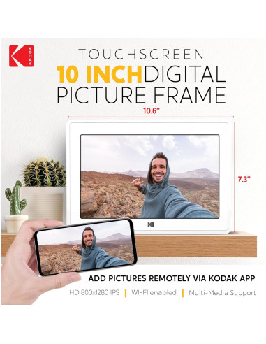 Marco de fotos digital Kodak 10.1" Wi-Fi 16GB HD Blanco