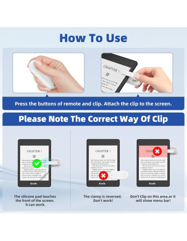 Pasador de Página Remoto DATAFY para Kindle Blanco - Compatible con Paperwhite y Oasis