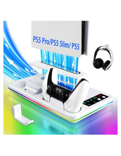 Soporte de Enfriamiento PS5 Coooudqs con Cargador RGB Dual