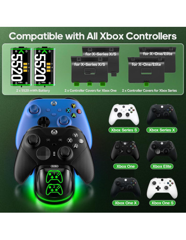 Cargador Xbox Froncha con 2 Baterías 5520mAh y RGB