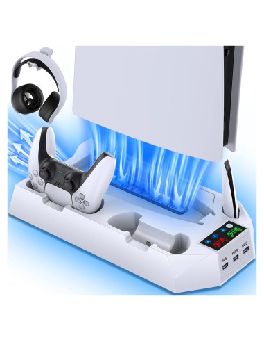 Soporte de Enfriamiento y Carga Dual PS5 CYKOARMOR Blanco