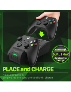 Estación de Carga Rápida Fosmon para Controlador Xbox - 2 Baterías 5280mWh 2