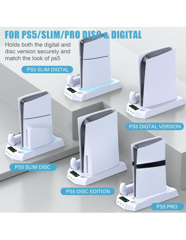 Soporte de Enfriamiento y Carga Dual PS5 CYKOARMOR Blanco
