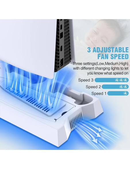Soporte de Enfriamiento y Carga Dual PS5 CYKOARMOR Blanco Soporte de Enfriamiento y Carga Dual PS5 CYKOARMOR Blanco