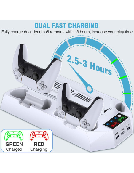 Soporte de Enfriamiento y Carga Dual PS5 CYKOARMOR Blanco Soporte de Enfriamiento y Carga Dual PS5 CYKOARMOR Blanco