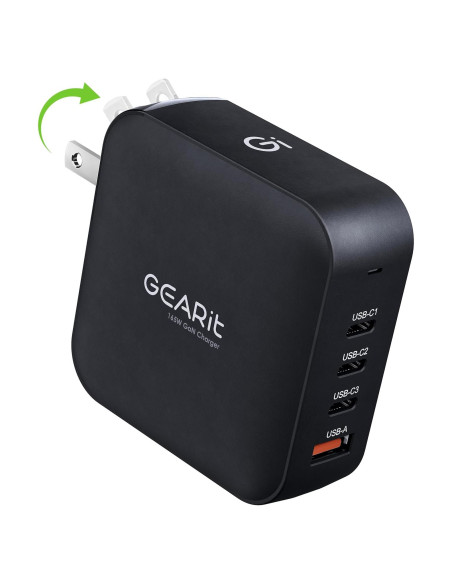 Cargador Rápido GEARit 165W USB-C 4 Puertos GaN PD 3.1