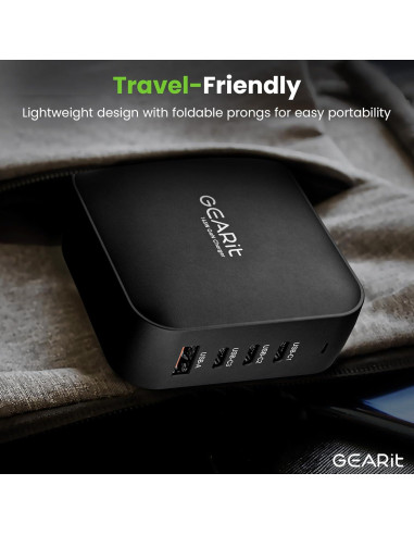 Cargador Rápido GEARit 165W USB-C 4 Puertos GaN PD 3.1