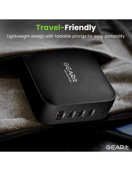Cargador Rápido GEARit 165W USB-C 4 Puertos GaN PD 3.1