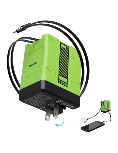Cargador 2 en 1 GaN W&O 120W con Cables Retráctiles Verde