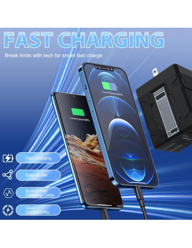 Cargador 2 en 1 GaN W&O 120W con Cables Retráctiles Verde