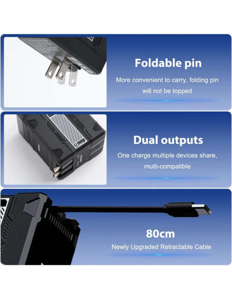 Cargador 2 en 1 GaN W&O 120W con Cables Retráctiles Verde